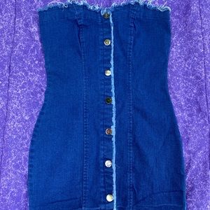 Strapless Denim Mini Dress